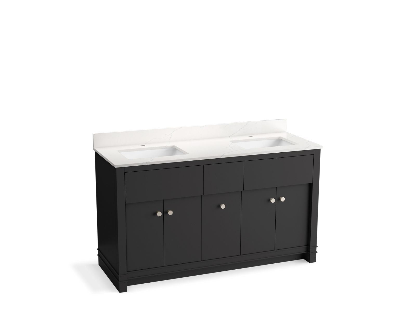 Alouette™ 60" Bathroom Vanity Cabinet With Sinks And Quartz Top